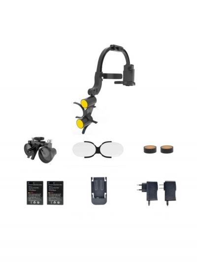 Налобный осветитель с бинокулярами 3.5х и линзой, 2 АКБ, черный-6